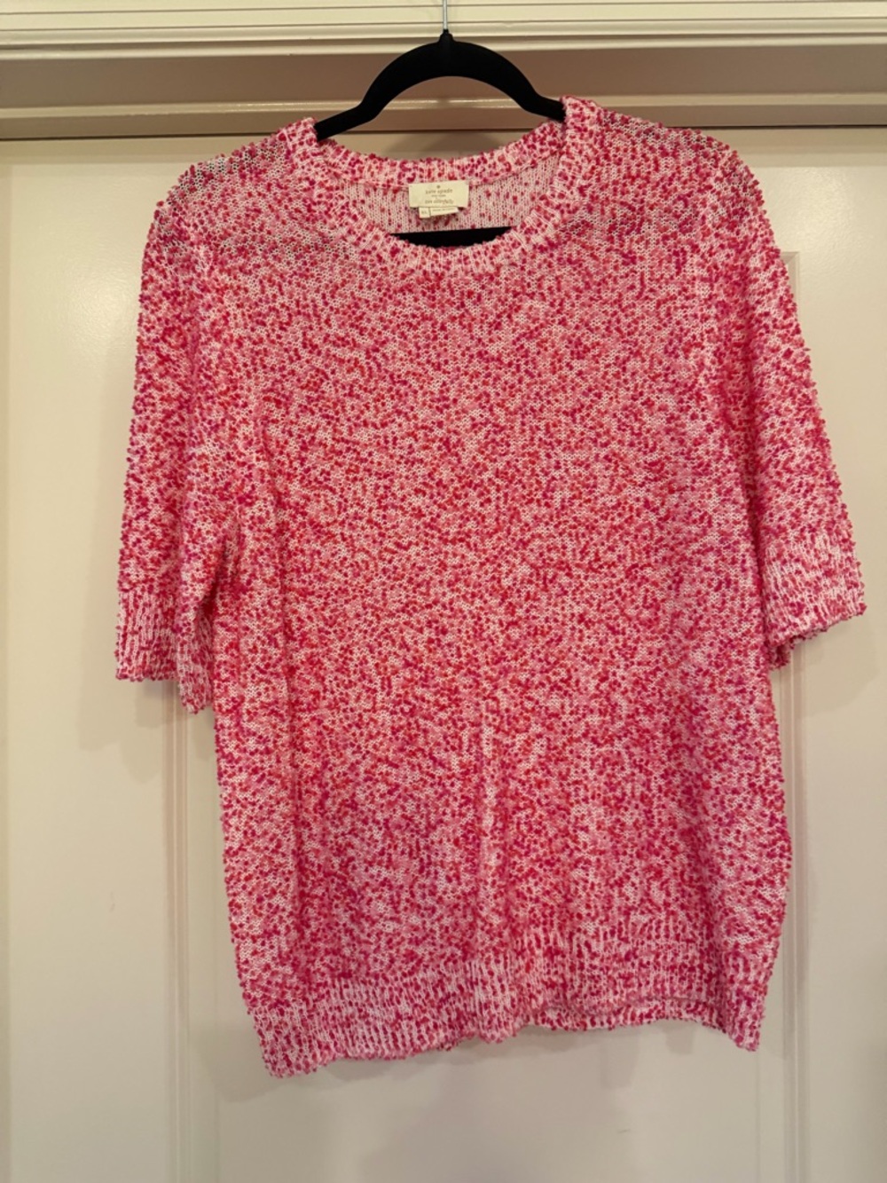 Kate Spade Vibrant Pink Speckled Short Sleeve Sweater